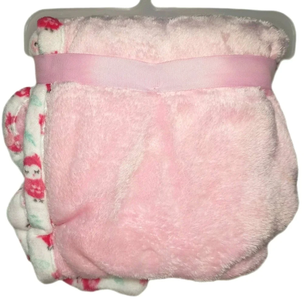 Le Bebe Favorites Pink OWL 2pc Baby Blanket Neck Support Pillow‎ Plush Set White